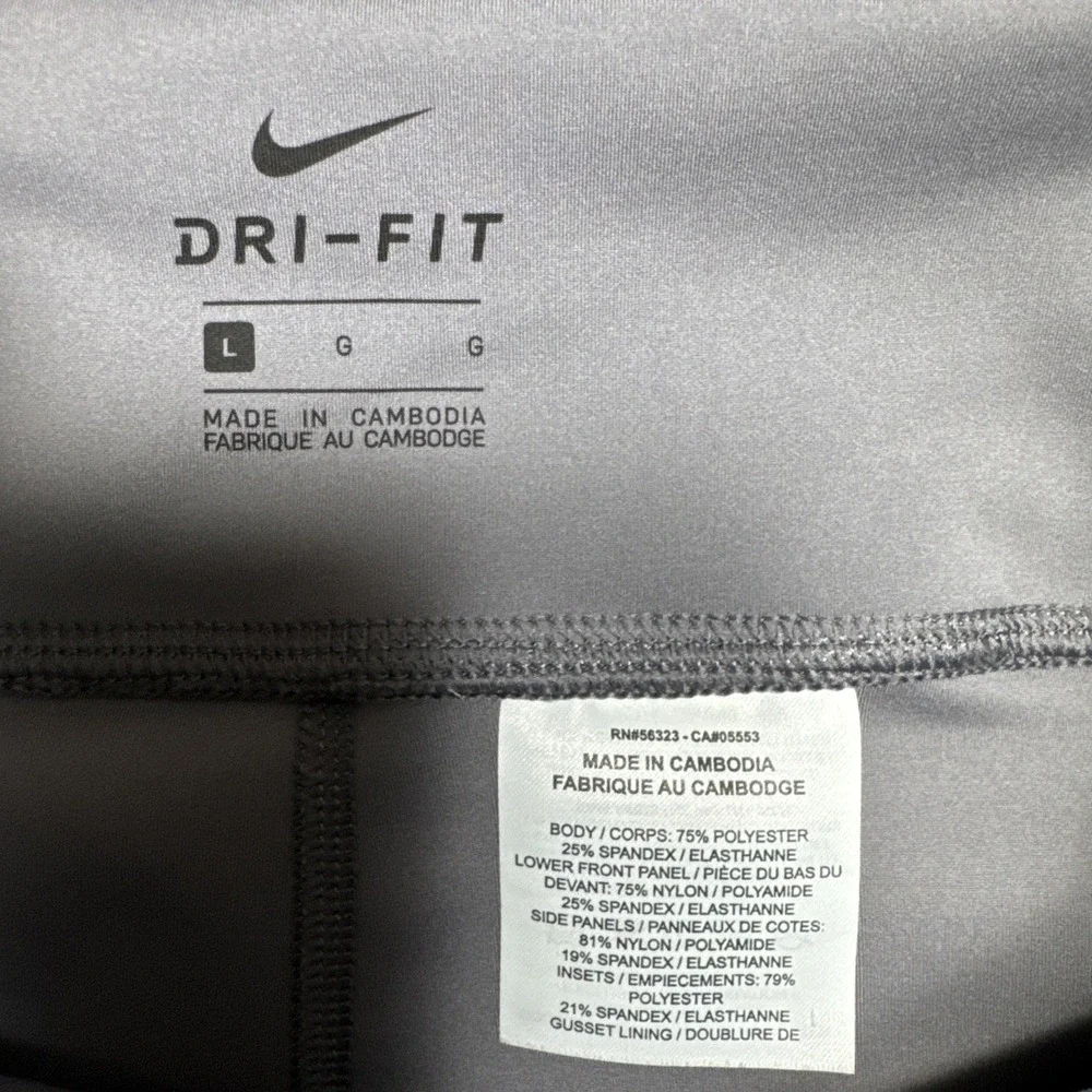 Nike Dri-Fit Epic Lux Mesh Side Panels Compression Leggings Womens Sz Large Gray